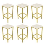 Kit 06 Banquetas Industrial Donna Suede Base Dourado D'rossi