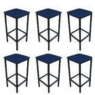 Kit 06 Banquetas Industrial Donna Suede Base Preto D'rossi -