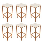 Kit 06 Banquetas Industrial Donna Suede Bege Base Cobre D'ros