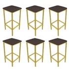 Kit 06 Banquetas Industrial Donna Suede Marrom Base Dourado D