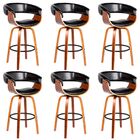 Kit 06 Banquetas Para Cozinha Giratória Brenna Base Madeira P
