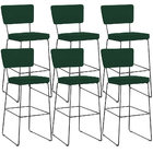 Kit 06 Banquetas Para Cozinha Sala De Jantar Base Em Aço Alla