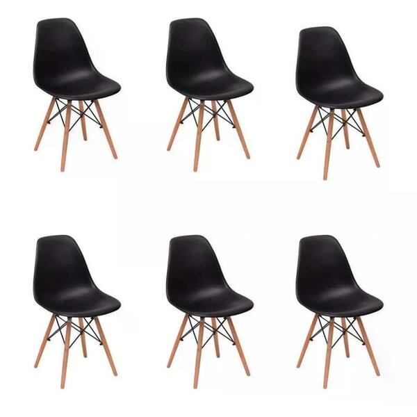 Kit 06 Cadeira Charles Eames Eiffel - Preto Preto