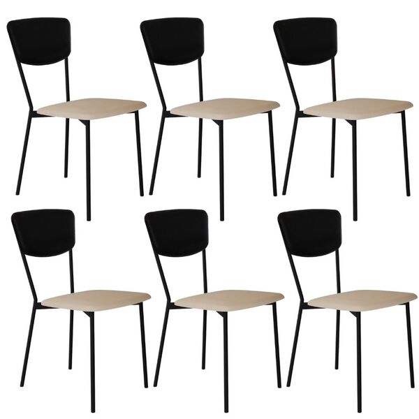 Kit 06 Cadeira Para Sala De Jantar Village Preto C01 Linho Ar