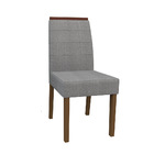 Kit 06 Cadeiras De Jantar Aline Linho Cinza Ln02 Pés Amêndoa