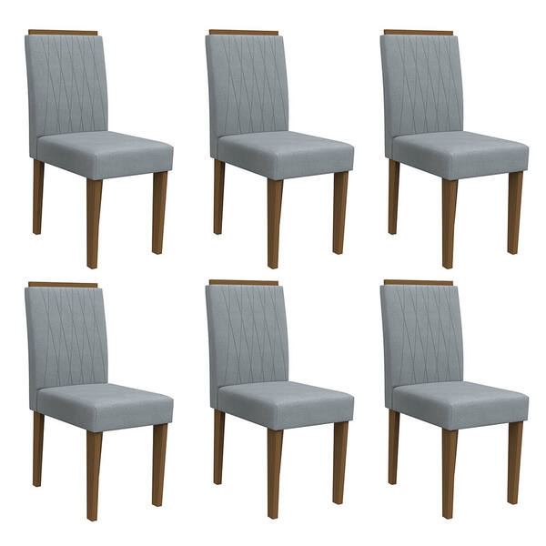 Kit 06 Cadeiras De Jantar Analu Animalle Azul Wd26 Pés Imbuia