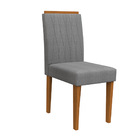 Kit 06 Cadeiras De Jantar Analu Linho Cinza Ln02 Pés Ypê - D'