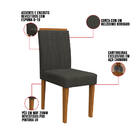 Kit 06 Cadeiras De Jantar Analu Linho Cinza Ln03 Pés Ypê - D'