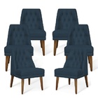 Kit 06 Cadeiras De Jantar Bela Suede Azul Marinho - Meu Lar