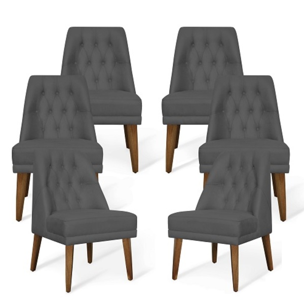 Kit 06 Cadeiras De Jantar Bela Suede Grafite - Meu Lar Decora