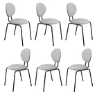 Kit 06 Cadeiras De Jantar Belle Linho Cinza Base De Ferro Pre