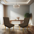 Kit 06 Cadeiras De Jantar Bia Suede Pés Palito Castanho - Pal