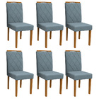 Kit 06 Cadeiras De Jantar Cecília Animalle Azul Wd26 Pés Ypê