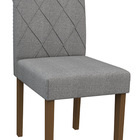 Kit 06 Cadeiras De Jantar Cecília Linho Cinza Ln02 Pés Amêndo