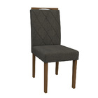 Kit 06 Cadeiras De Jantar Cecília Linho Cinza Ln03 Pés Amêndo