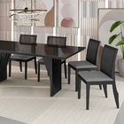 Kit 06 Cadeiras De Jantar Cindy Linho Cinza E Madeira Preto -