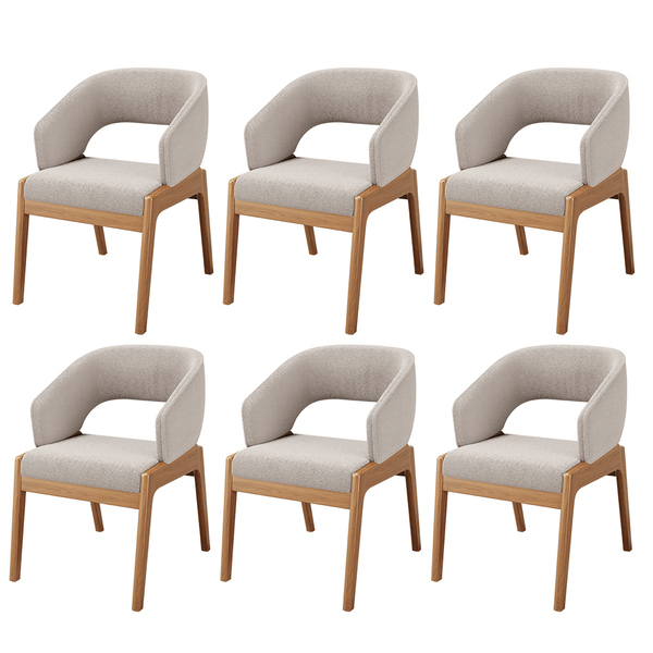 Kit 06 Cadeiras De Jantar E Estar Living Estofada Lince L02 B