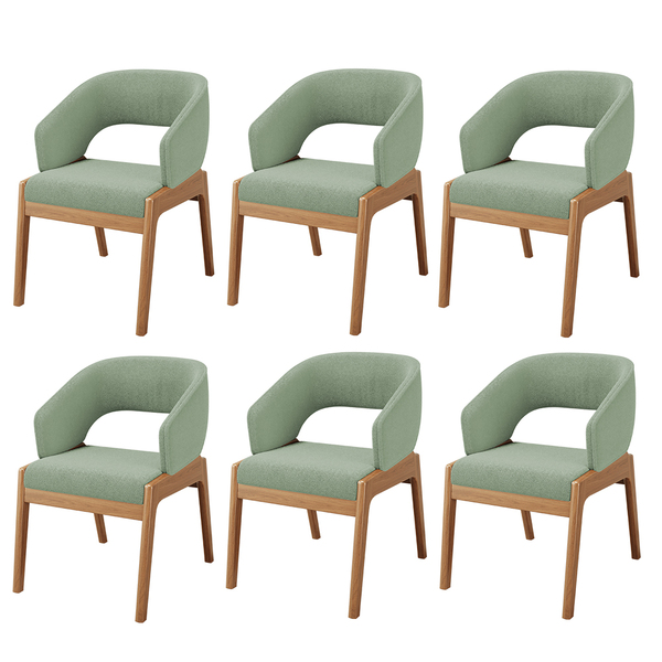 Kit 06 Cadeiras De Jantar E Estar Living Estofada Lince L02 B