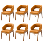 Kit 06 Cadeiras De Jantar E Estar Living Estofada Lince L02 C