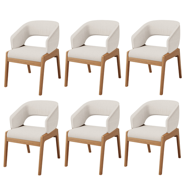 Kit 06 Cadeiras De Jantar E Estar Living Estofada Lince L02 L