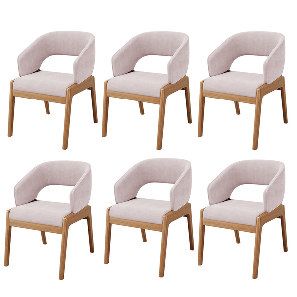 Kit 06 Cadeiras De Jantar E Estar Living Estofada Lince L02 S