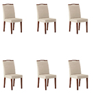 Kit 06 Cadeiras De Jantar Giovana Veludo Bege E Madeira Casta