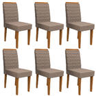 Kit 06 Cadeiras De Jantar Jasmin Camurça Marrom Lux Pés Ypê -