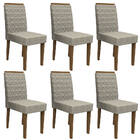 Kit 06 Cadeiras De Jantar Jasmin Veludo Linho Tl13 Pés Imbuia