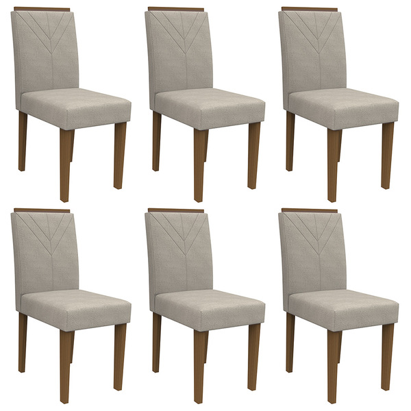 Kit 06 Cadeiras De Jantar Júlia Animalle Marfim Wd25 Pés Imbu