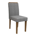 Kit 06 Cadeiras De Jantar Júlia Linho Cinza Ln02 Pés Imbuia -