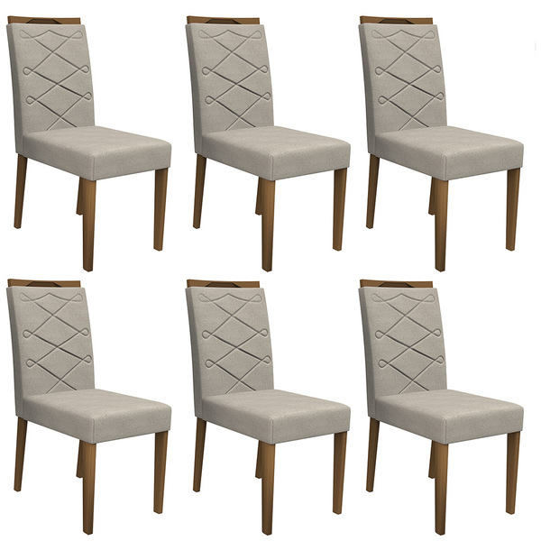 Kit 06 Cadeiras De Jantar Lais Animalle Marfim Wd25 Pés Imbui