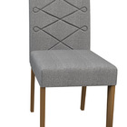 Kit 06 Cadeiras De Jantar Lais Linho Cinza Ln02 Pés Imbuia -