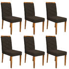Kit 06 Cadeiras De Jantar Lais Veludo Café Lo02 Pés Ypê - D'r