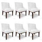 Kit 06 Cadeiras De Jantar Liz Corano Base Fixa Madeira Tabaco