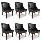 Kit 06 Cadeiras De Jantar Liz Corano Preto Base Fixa Madeira