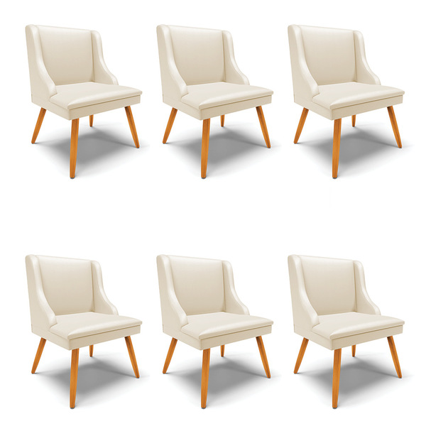 Kit 06 Cadeiras De Jantar Liz Corino  Pés Palito Castanho D03