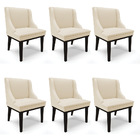 Kit 06 Cadeiras De Jantar Liz Corino Bege Base Fixa Madeira P