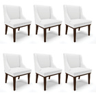 Kit 06 Cadeiras De Jantar Liz Corino Branco Base Fixa Madeira