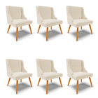 Kit 06 Cadeiras De Jantar Liz Linho Areia A27 Pés Palito Cast