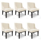 Kit 06 Cadeiras De Jantar Liz Linho Bege A19 Base Fixa Madeir