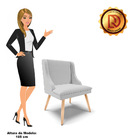 Kit 06 Cadeiras De Jantar Liz Linho Cinza A05 Pés Palito Natu