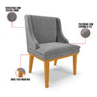 Kit 06 Cadeiras De Jantar Liz Linho Grafite A26 Base Fixa Mad