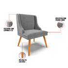 Kit 06 Cadeiras De Jantar Liz Linho Grafite A26 Pés Palito Ca