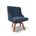 Kit 06 Cadeiras De Jantar Liz Suede Azul Marinho Base Madeira