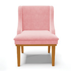 Kit 06 Cadeiras De Jantar Liz Suede Base Fixa Madeira Castanh