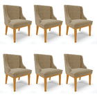 Kit 06 Cadeiras De Jantar Liz Suede Base Fixa Madeira Castanh