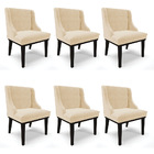 Kit 06 Cadeiras De Jantar Liz Suede Bege Base Fixa Madeira Pr