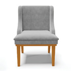 Kit 06 Cadeiras De Jantar Liz Suede Cinza Base Fixa Madeira C