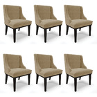 Kit 06 Cadeiras De Jantar Liz Suede Marrom Rato Base Fixa Mad