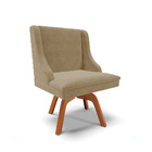 Kit 06 Cadeiras De Jantar Liz Suede Marrom Rato Base Madeira